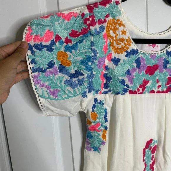 Buddy Love embroidered floral Mexican wedding dress boho size XS resort vacation - Picture 5 of 9